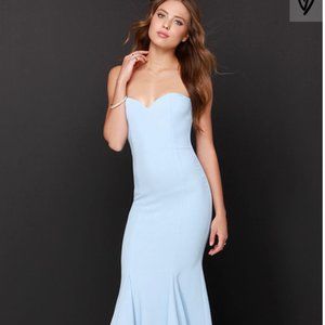 LULU's "Sorella Light Blue Strapless Maxi Dress"